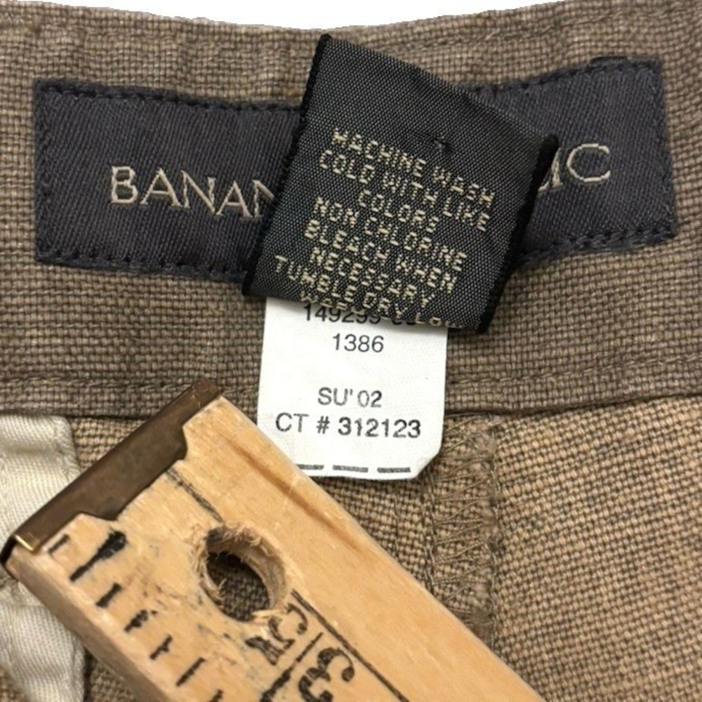 Vtg Y2K Banana Republic Linen Relax Fit Cargo Camp Shorts Men 34 Green Military - Picture 9 of 9